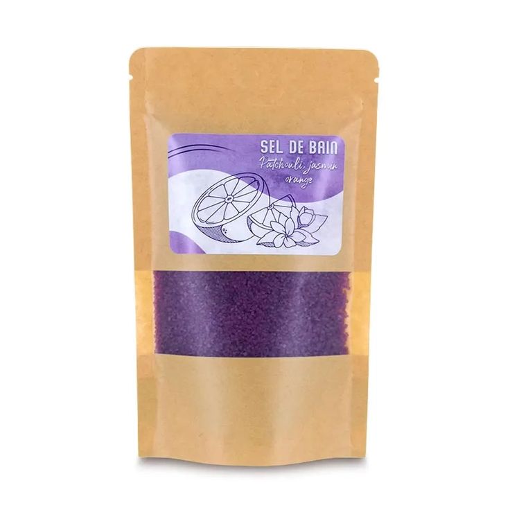 Sels de bain violet  Patchouli, Orange et Jasmin