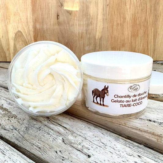 Chantilly de douche et bain au lait d’ânesse  Monoï artisanal